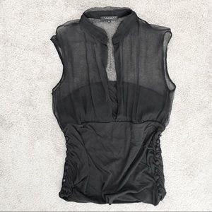 Sleeveless Blouse w/ Tube Top & Sheer Shoulders